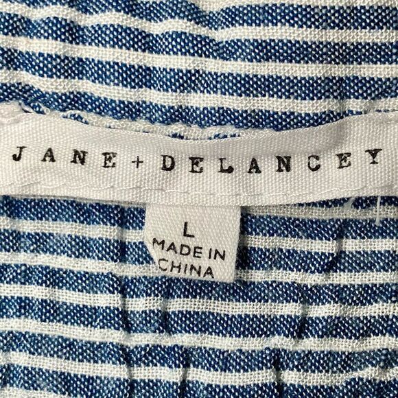 Jane and Delancey Striped Shorts Sleeve Top in Blue/White Women’s L - Picture 4 of 6